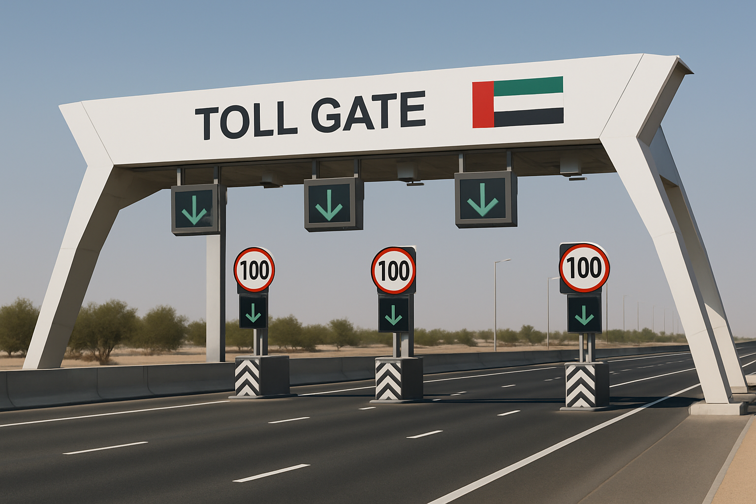 Modern toll gate system on UAE highway